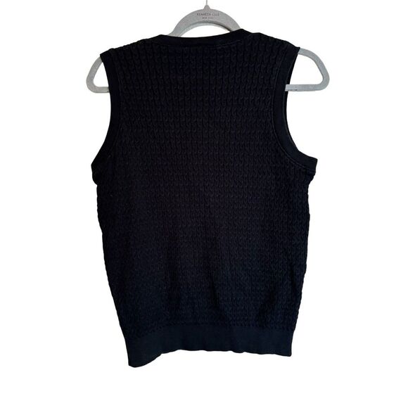 Vtg Masters Collection Womens Sweater Vest Cable Knit V Neck Golf  Black‎ S - Picture 4 of 5